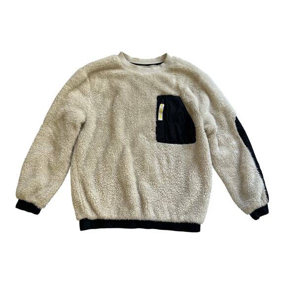 UGG Niko Cream Sherpa Fleece Crewneck Pullover Sweater Womens Small Cabin - Picture 1 of 16